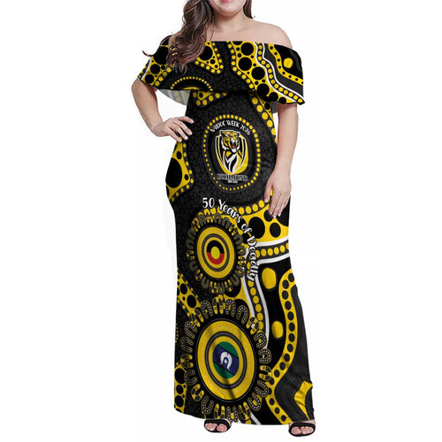 Richmond NAIDOC Week 2026 Personalised Family Matching Off Shoulder Maxi Dress and Hawaiian Shirt 50 Years of Deadly Aboriginal Art