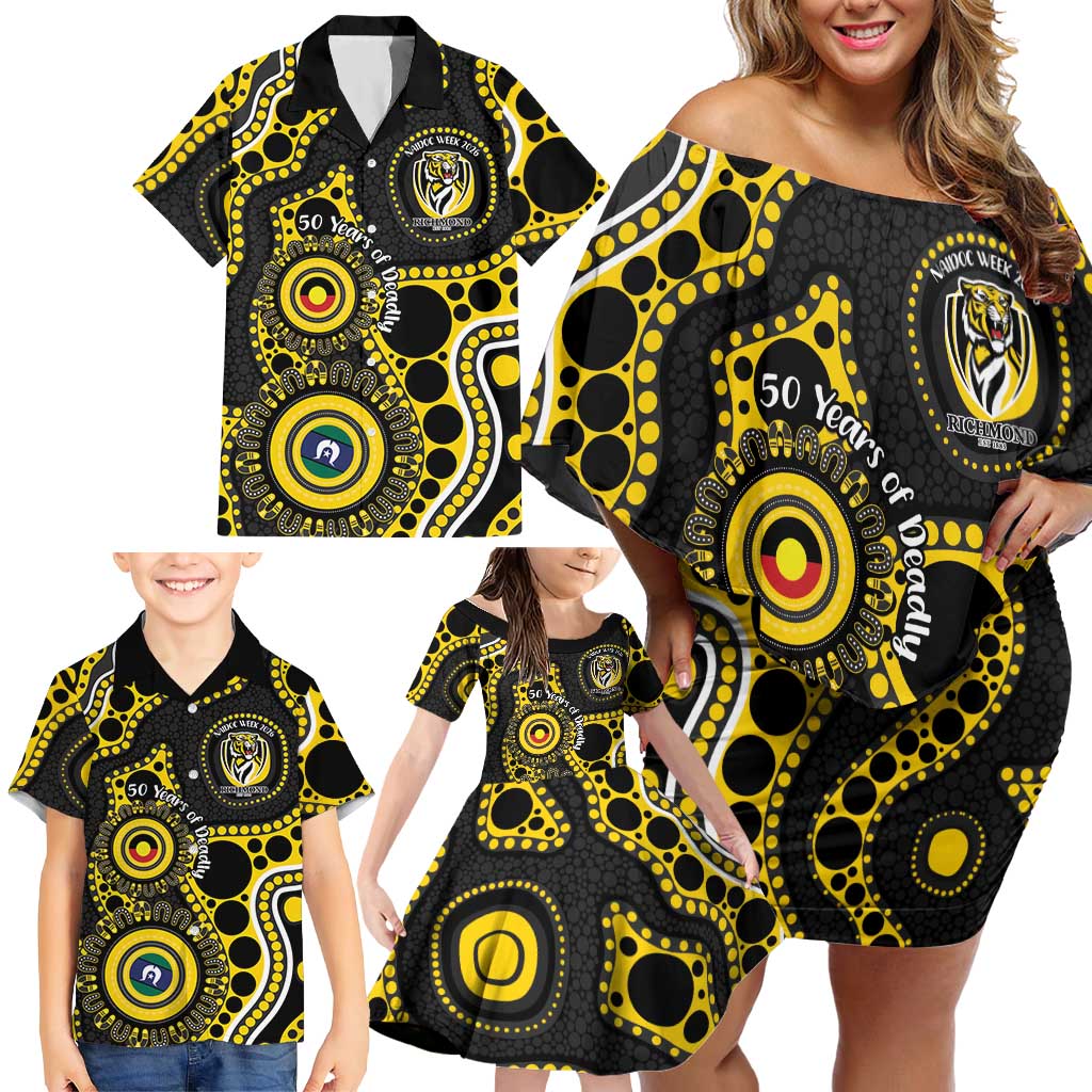 Richmond NAIDOC Week 2026 Personalised Family Matching Off Shoulder Short Dress and Hawaiian Shirt 50 Years of Deadly Aboriginal Art