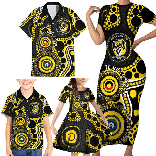 Richmond NAIDOC Week 2026 Personalised Family Matching Short Sleeve Bodycon Dress and Hawaiian Shirt 50 Years of Deadly Aboriginal Art