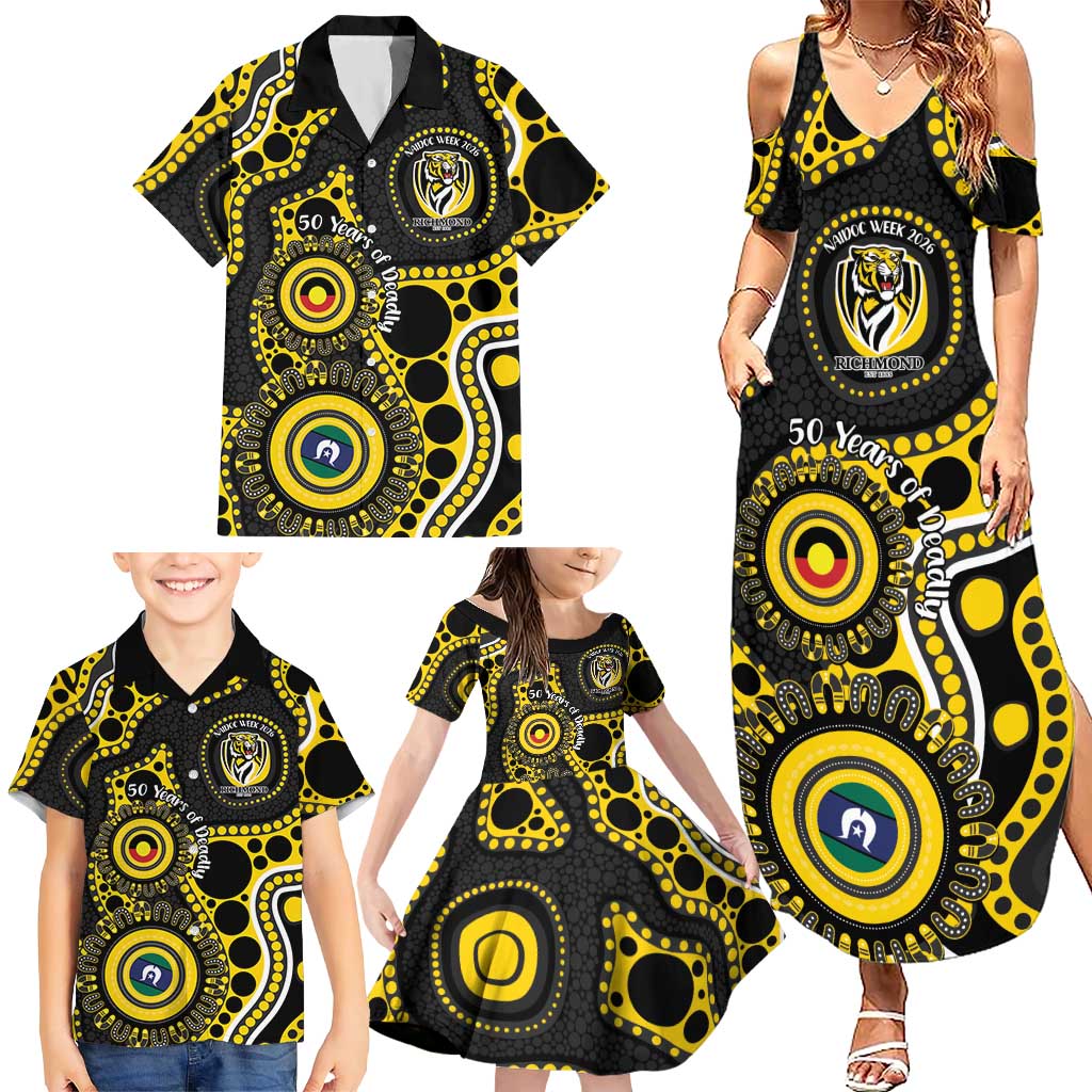Richmond NAIDOC Week 2026 Personalised Family Matching Summer Maxi Dress and Hawaiian Shirt 50 Years of Deadly Aboriginal Art