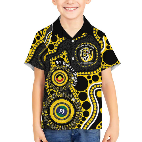 Richmond NAIDOC Week 2026 Personalised Kid Hawaiian Shirt 50 Years of Deadly Aboriginal Art