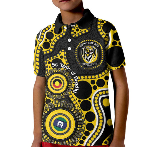 Richmond NAIDOC Week 2026 Personalised Kid Polo Shirt 50 Years of Deadly Aboriginal Art