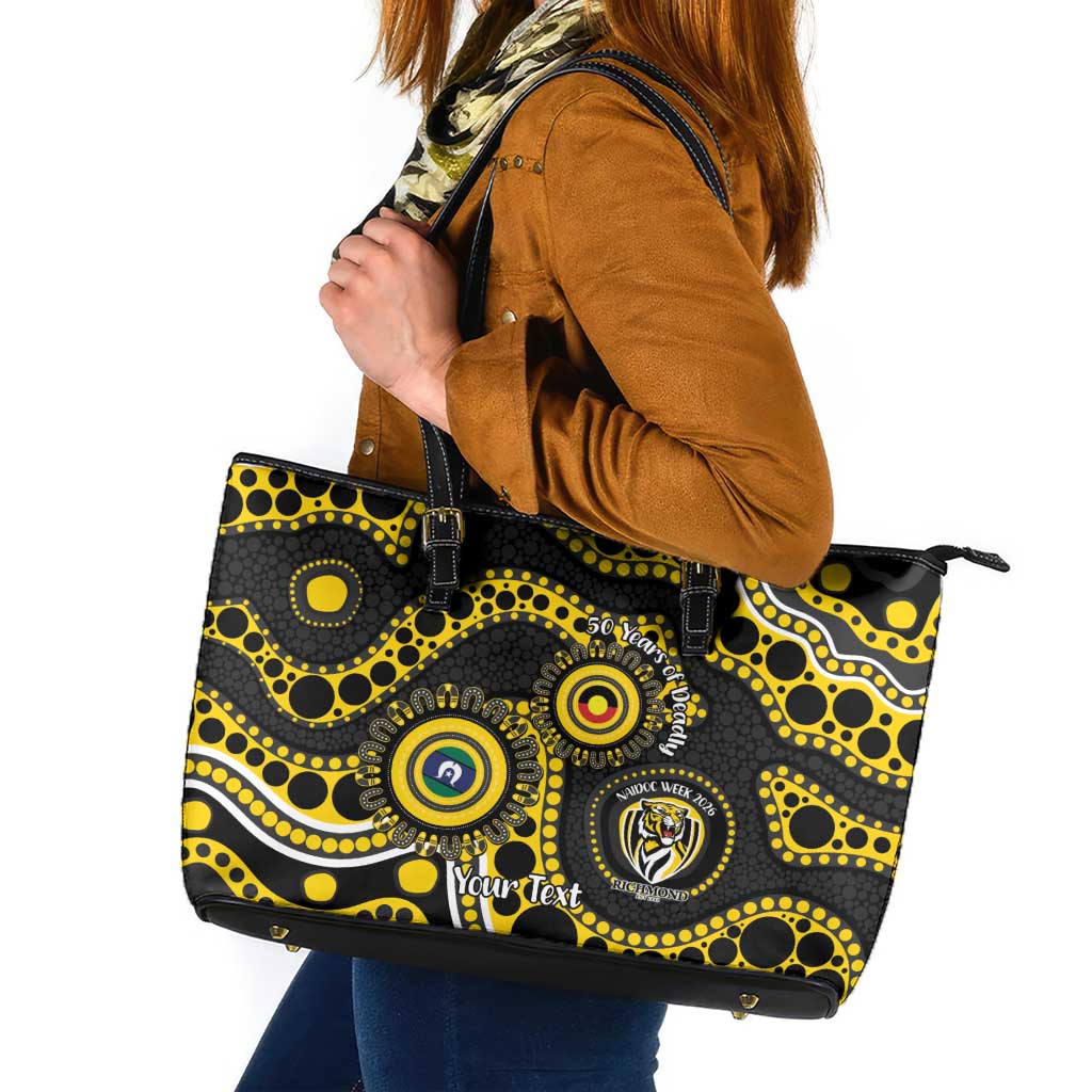 Richmond NAIDOC Week 2026 Personalised Leather Tote Bag 50 Years of Deadly Aboriginal Art