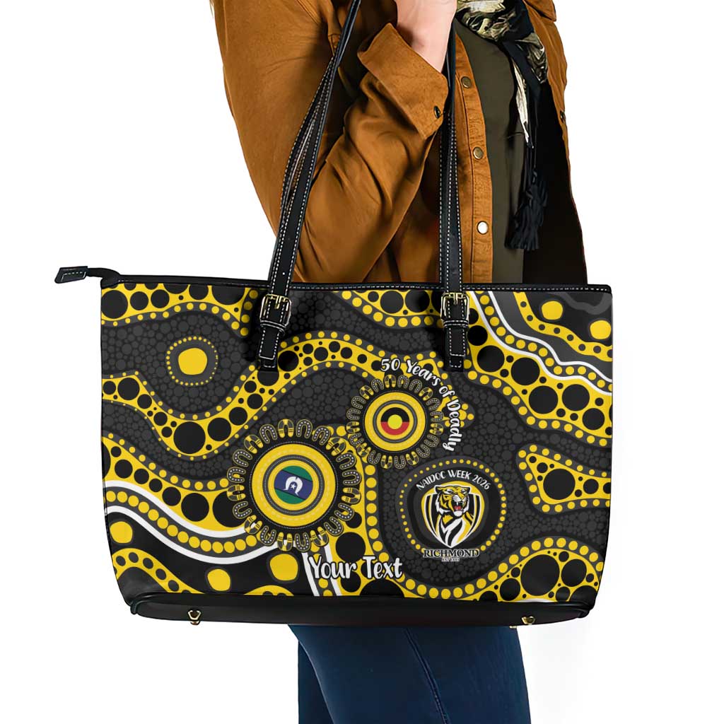 Richmond NAIDOC Week 2026 Personalised Leather Tote Bag 50 Years of Deadly Aboriginal Art