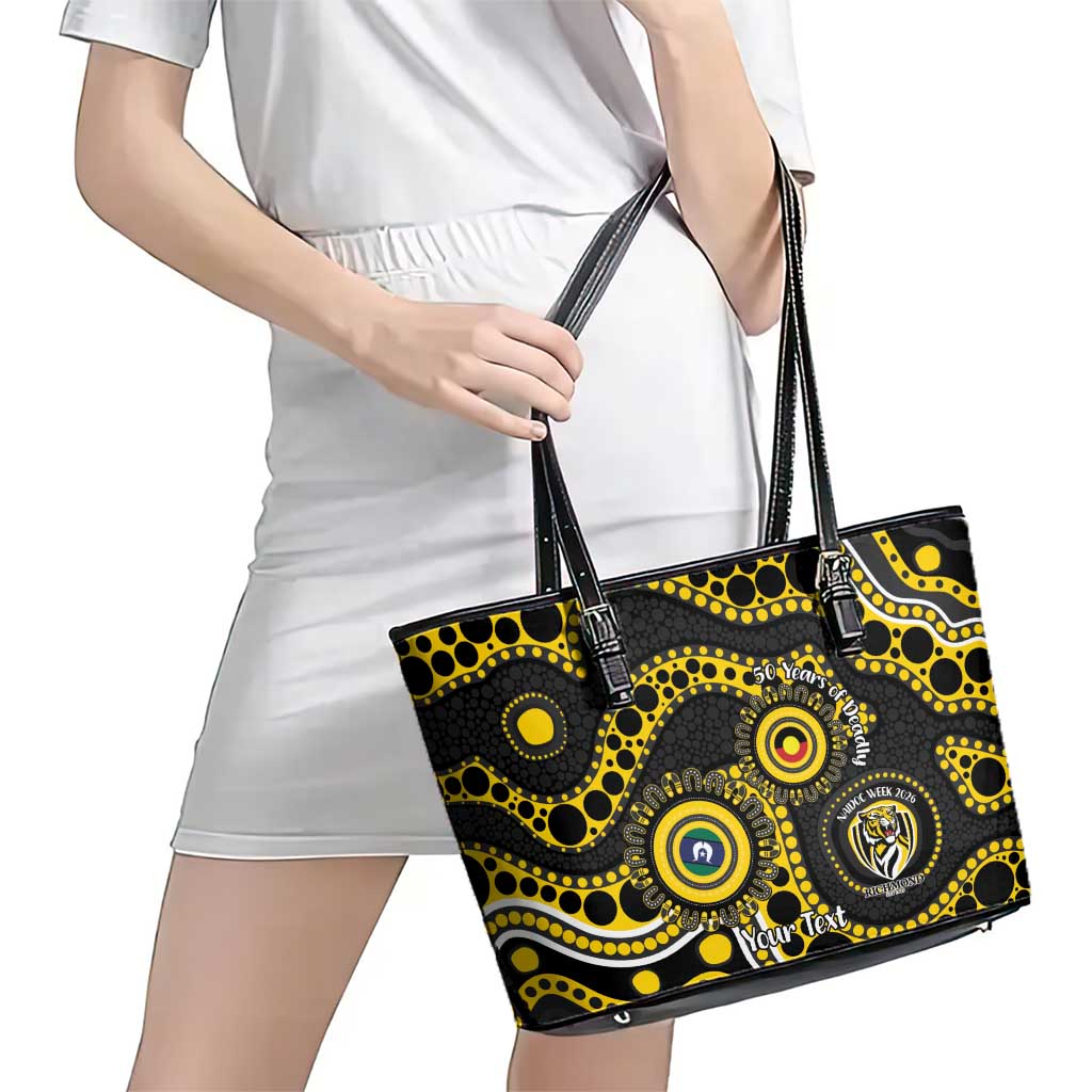 Richmond NAIDOC Week 2026 Personalised Leather Tote Bag 50 Years of Deadly Aboriginal Art