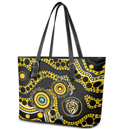 Richmond NAIDOC Week 2026 Personalised Leather Tote Bag 50 Years of Deadly Aboriginal Art