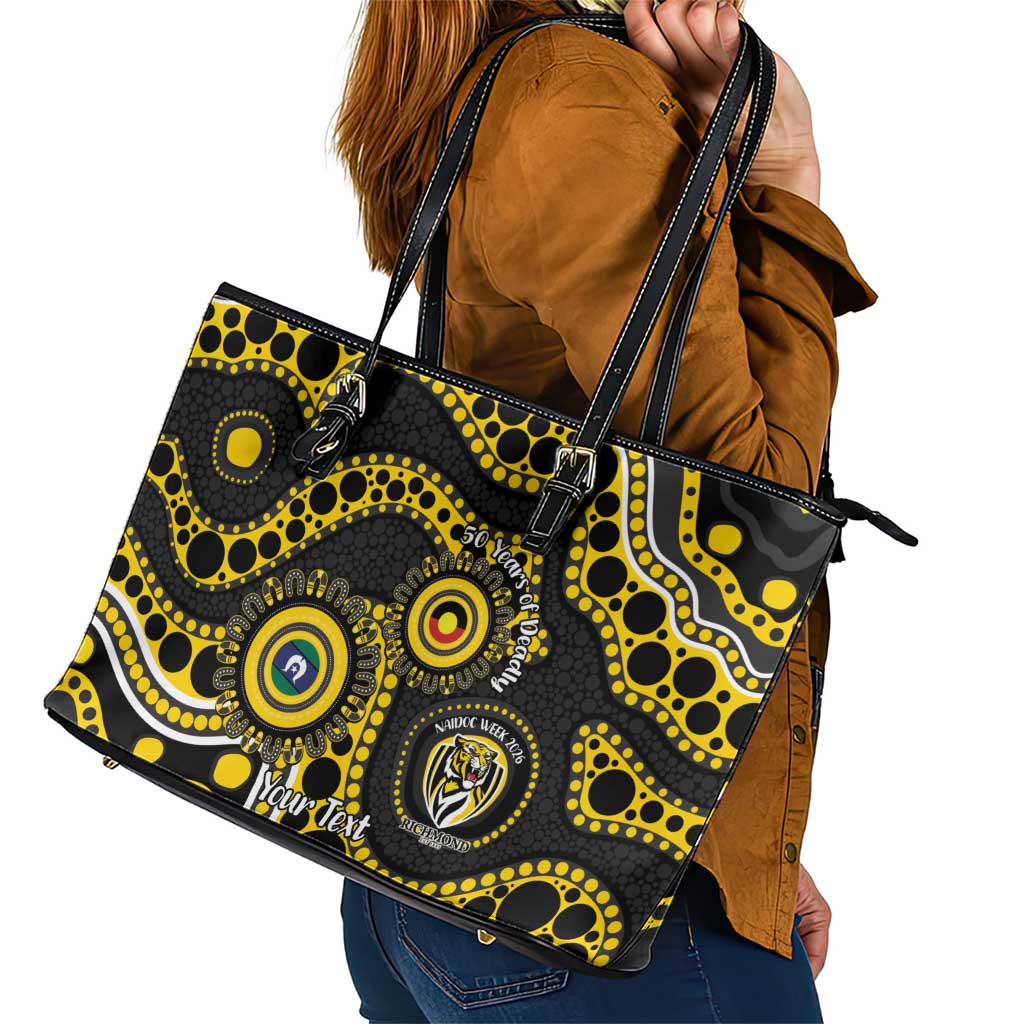 Richmond NAIDOC Week 2026 Personalised Leather Tote Bag 50 Years of Deadly Aboriginal Art