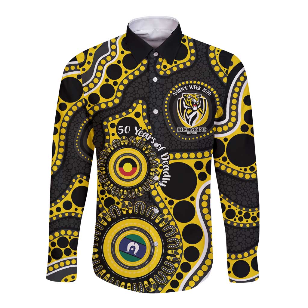 Richmond NAIDOC Week 2026 Personalised Long Sleeve Button Shirt 50 Years of Deadly Aboriginal Art