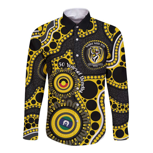 Richmond NAIDOC Week 2026 Personalised Long Sleeve Button Shirt 50 Years of Deadly Aboriginal Art
