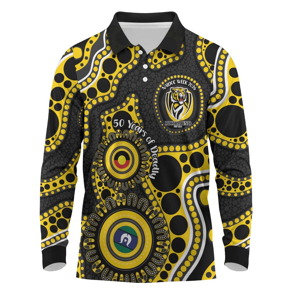 Richmond NAIDOC Week 2026 Personalised Long Sleeve Polo Shirt 50 Years of Deadly Aboriginal Art
