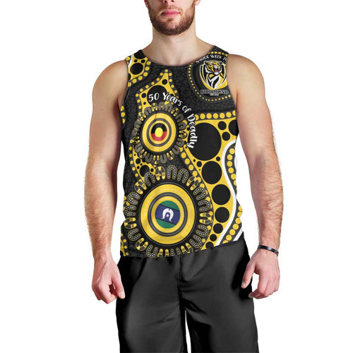 Richmond NAIDOC Week 2026 Personalised Men Tank Top 50 Years of Deadly Aboriginal Art