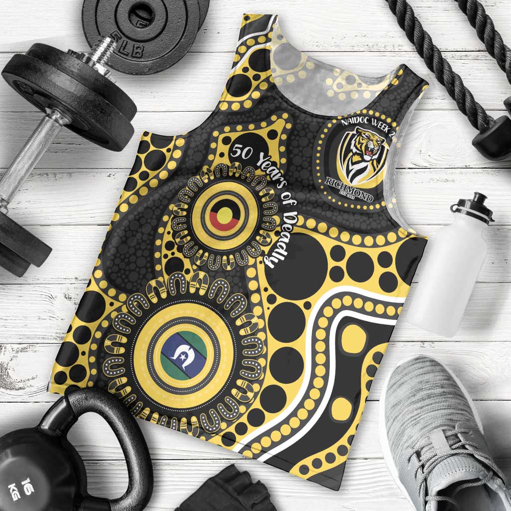 Richmond NAIDOC Week 2026 Personalised Men Tank Top 50 Years of Deadly Aboriginal Art