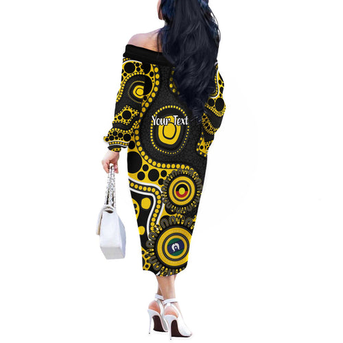 Richmond NAIDOC Week 2026 Personalised Off The Shoulder Long Sleeve Dress 50 Years of Deadly Aboriginal Art