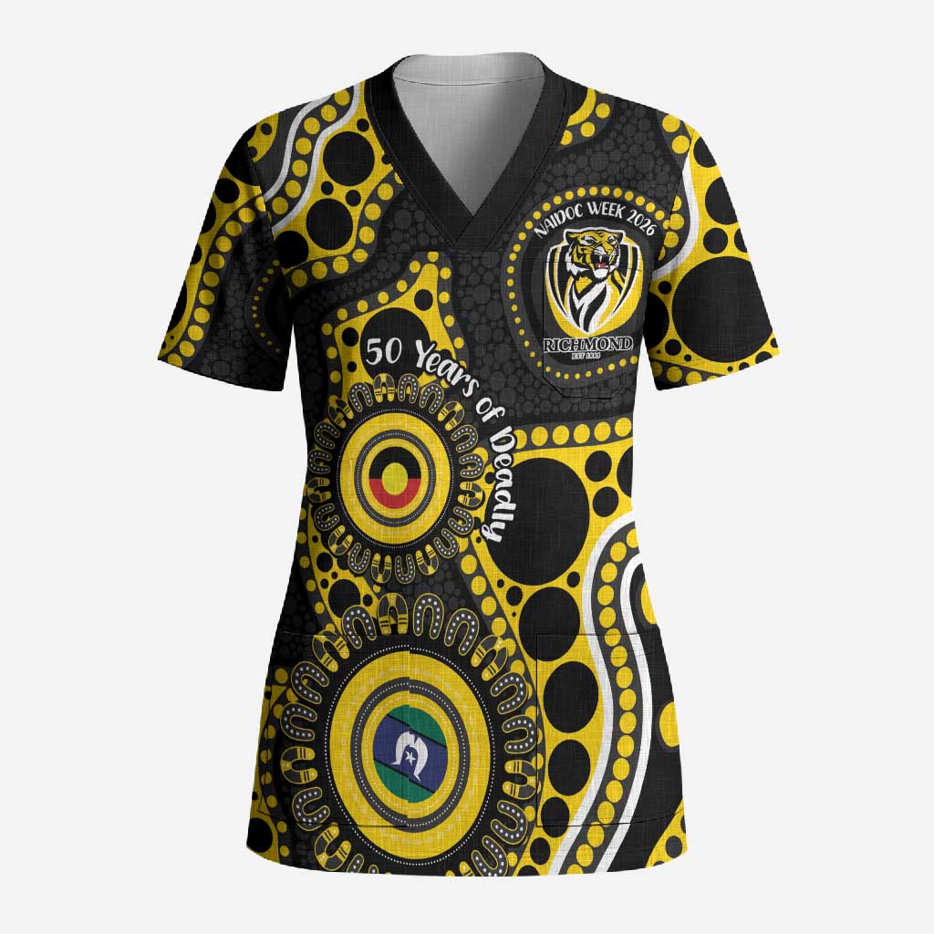 Richmond NAIDOC Week 2026 Personalised Scrub Top 50 Years of Deadly Aboriginal Art
