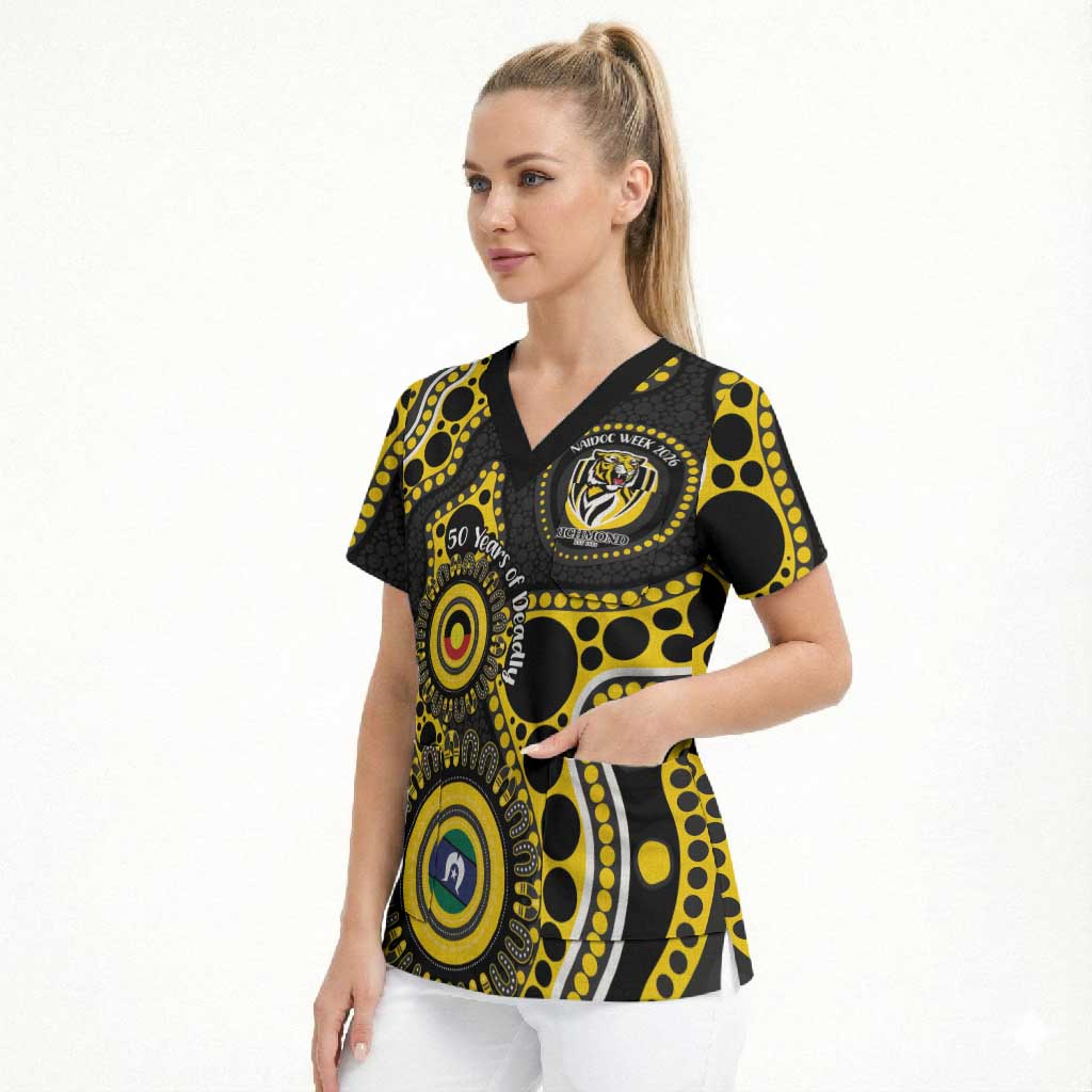 Richmond NAIDOC Week 2026 Personalised Scrub Top 50 Years of Deadly Aboriginal Art