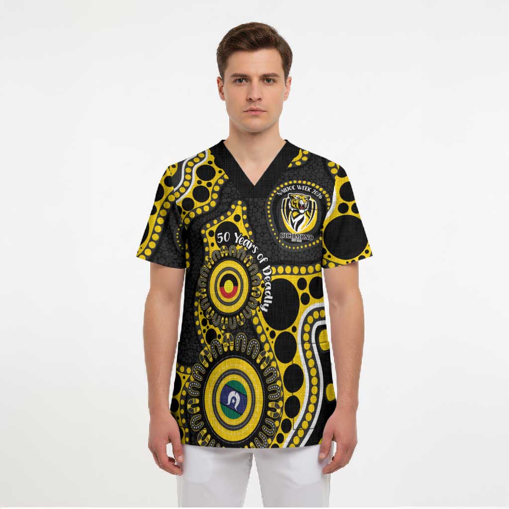 Richmond NAIDOC Week 2026 Personalised Scrub Top 50 Years of Deadly Aboriginal Art