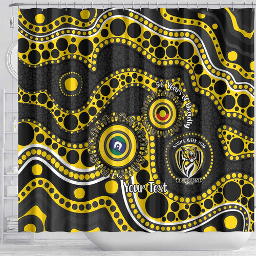 Richmond NAIDOC Week 2026 Personalised Shower Curtain 50 Years of Deadly Aboriginal Art