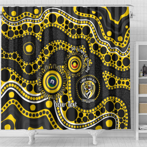Richmond NAIDOC Week 2026 Personalised Shower Curtain 50 Years of Deadly Aboriginal Art