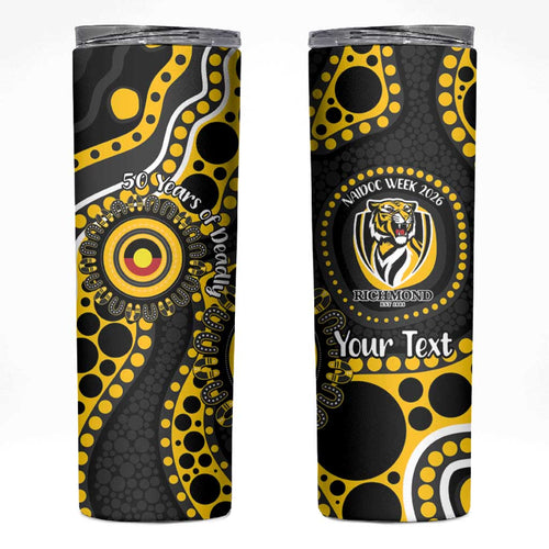 Richmond NAIDOC Week 2026 Personalised Skinny Tumbler 50 Years of Deadly Aboriginal Art
