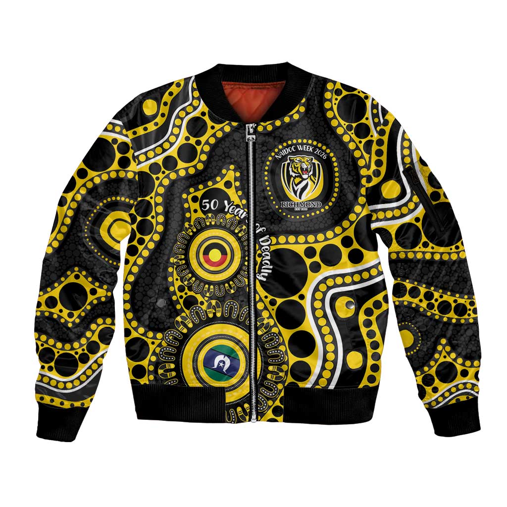Richmond NAIDOC Week 2026 Personalised Sleeve Zip Bomber Jacket 50 Years of Deadly Aboriginal Art