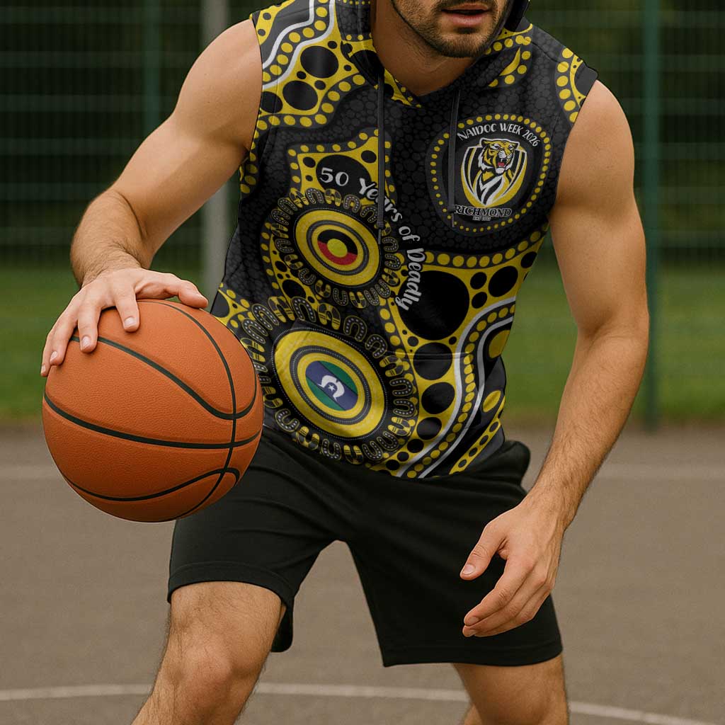 Richmond NAIDOC Week 2026 Personalised Sleeveless Hoodie 50 Years of Deadly Aboriginal Art