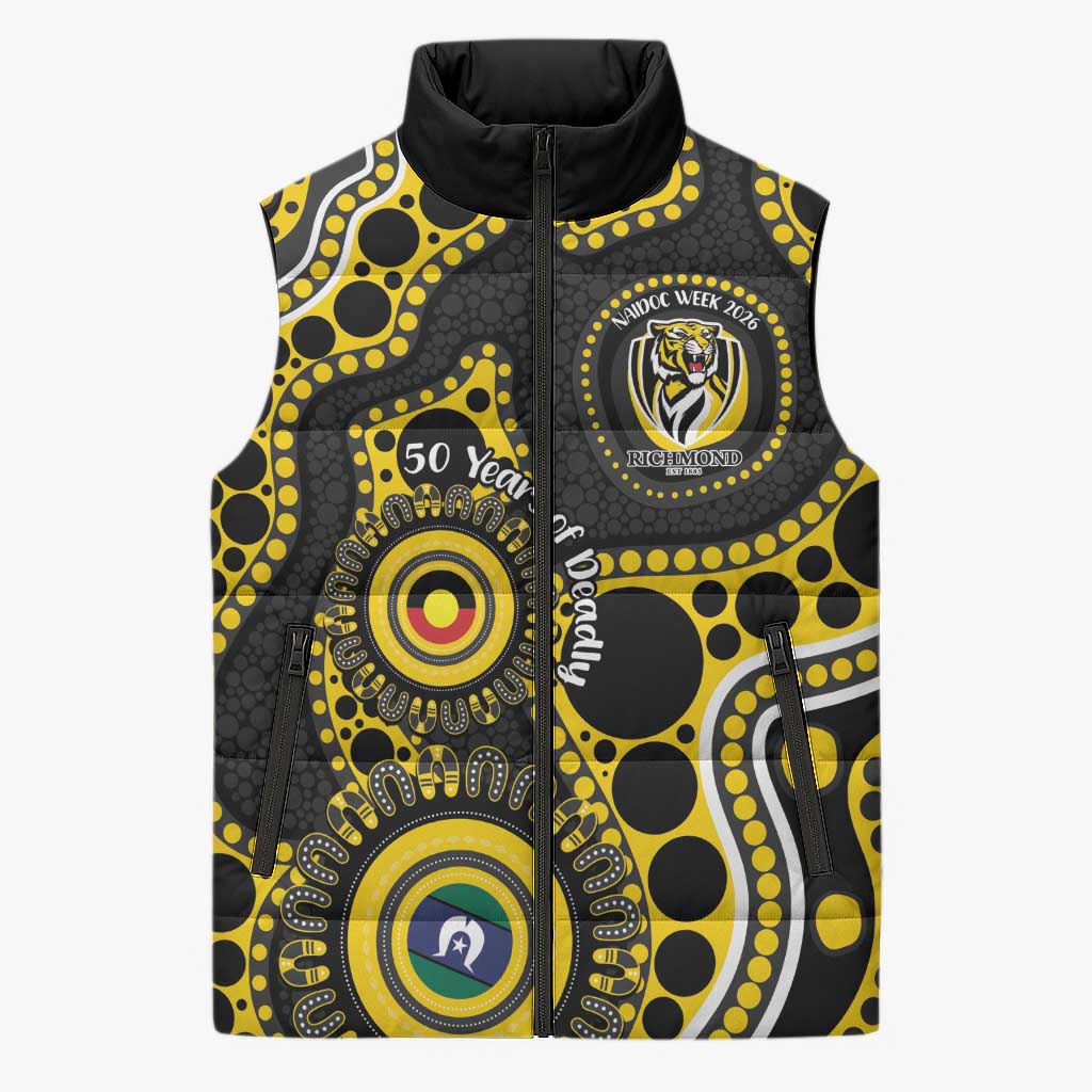 Richmond NAIDOC Week 2026 Personalised Sleeveless Puffer Jacket 50 Years of Deadly Aboriginal Art