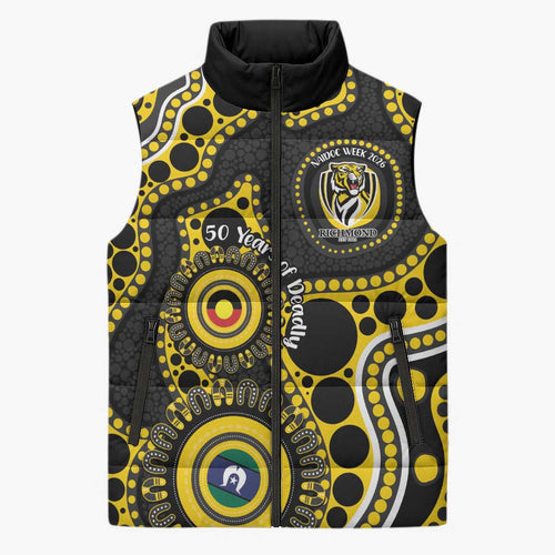 Richmond NAIDOC Week 2026 Personalised Sleeveless Puffer Jacket 50 Years of Deadly Aboriginal Art
