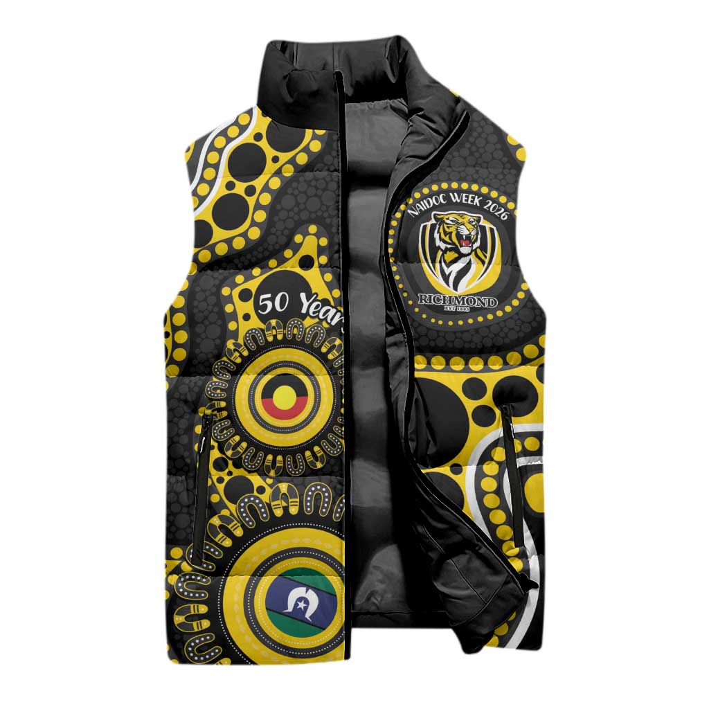 Richmond NAIDOC Week 2026 Personalised Sleeveless Puffer Jacket 50 Years of Deadly Aboriginal Art