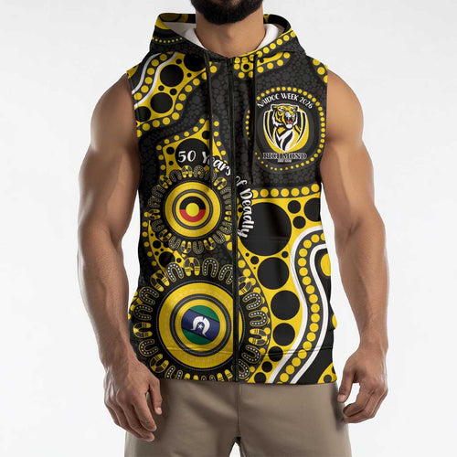 Richmond NAIDOC Week 2026 Personalised Sleeveless Zip Hoodie 50 Years of Deadly Aboriginal Art