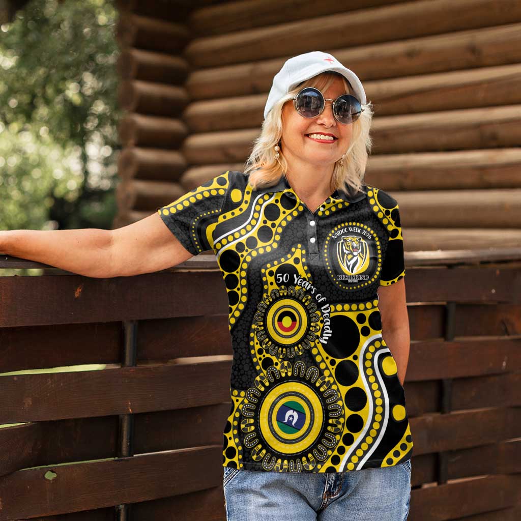 Richmond NAIDOC Week 2026 Personalised Women Polo Shirt 50 Years of Deadly Aboriginal Art