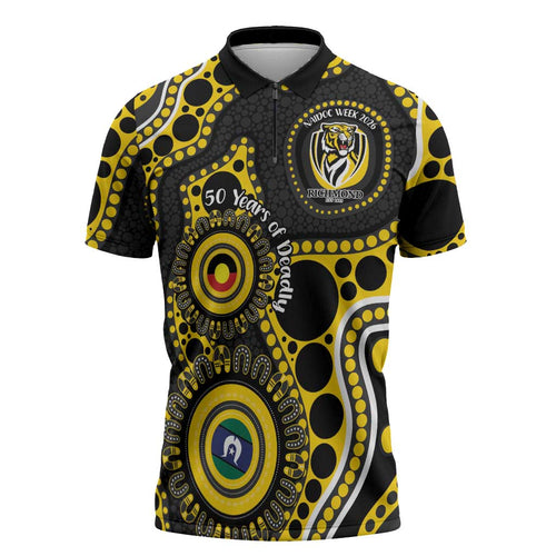 Richmond NAIDOC Week 2026 Personalised Zipper Polo Shirt 50 Years of Deadly Aboriginal Art