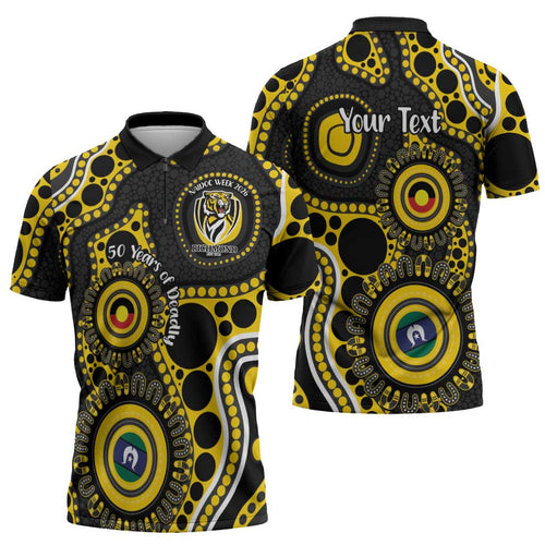 Richmond NAIDOC Week 2026 Personalised Zipper Polo Shirt 50 Years of Deadly Aboriginal Art