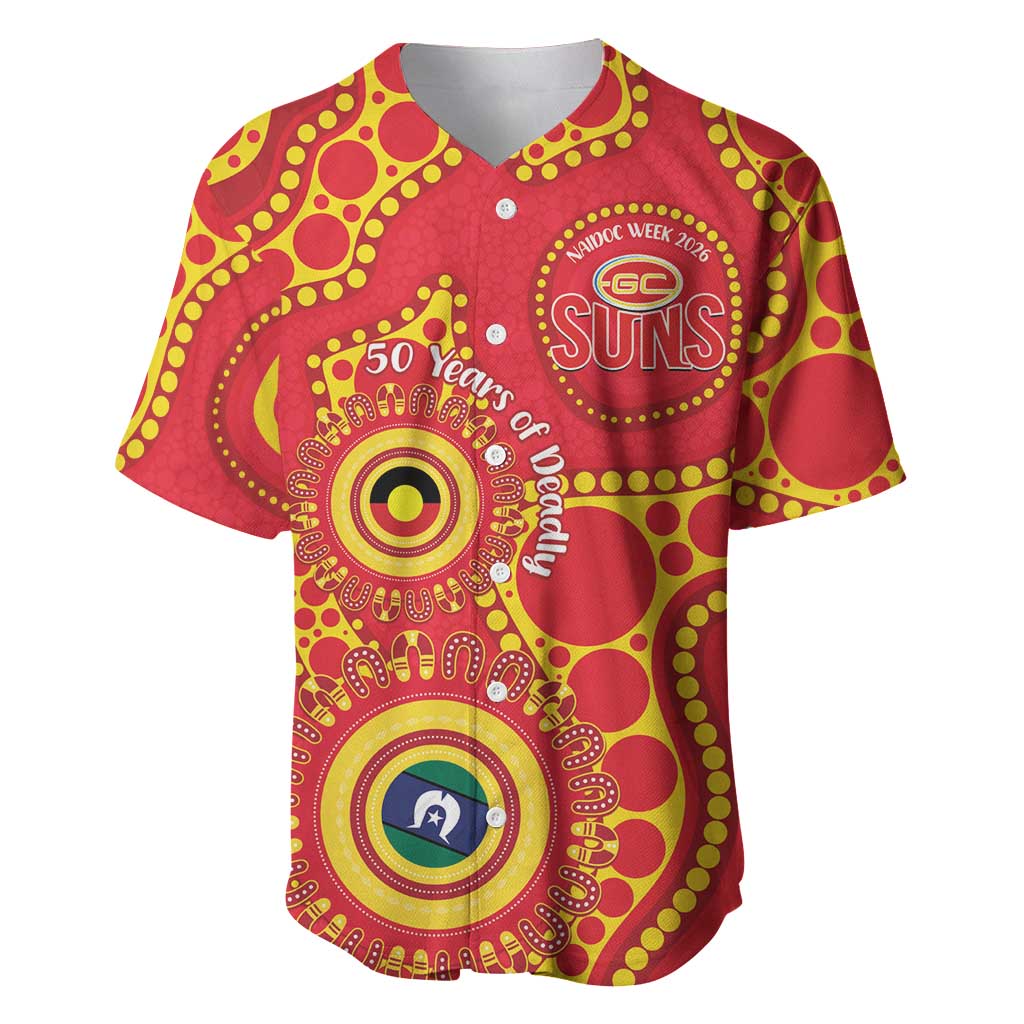 Suns NAIDOC Week 2026 Personalised Baseball Jersey 50 Years of Deadly Aboriginal Art