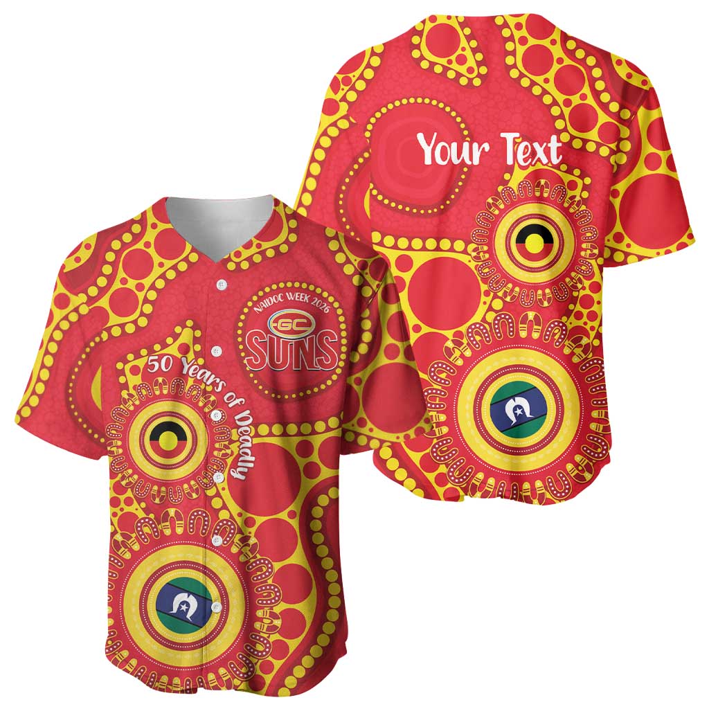 Suns NAIDOC Week 2026 Personalised Baseball Jersey 50 Years of Deadly Aboriginal Art