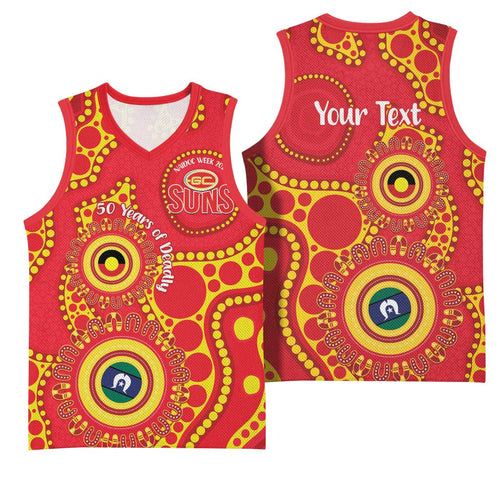 Suns NAIDOC Week 2026 Personalised Basketball Jersey 50 Years of Deadly Aboriginal Art