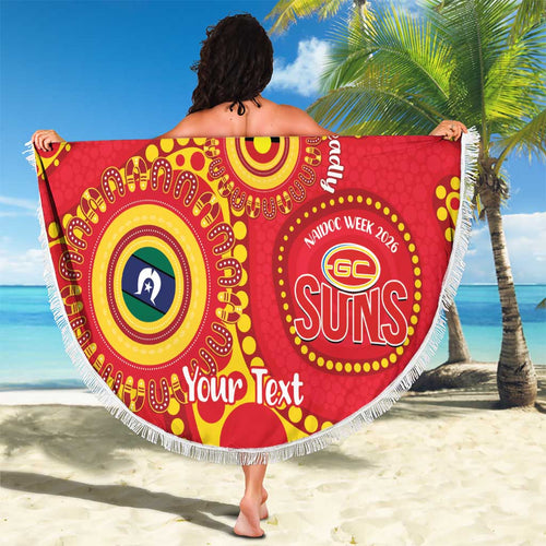 Suns NAIDOC Week 2026 Personalised Beach Blanket 50 Years of Deadly Aboriginal Art