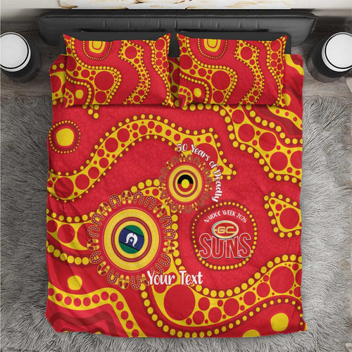 Suns NAIDOC Week 2026 Personalised Bedding Set 50 Years of Deadly Aboriginal Art