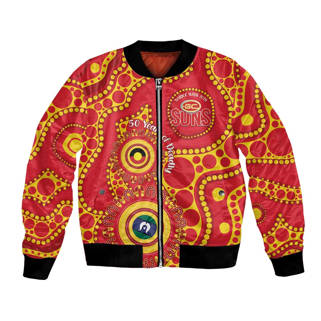 Suns NAIDOC Week 2026 Personalised Bomber Jacket 50 Years of Deadly Aboriginal Art