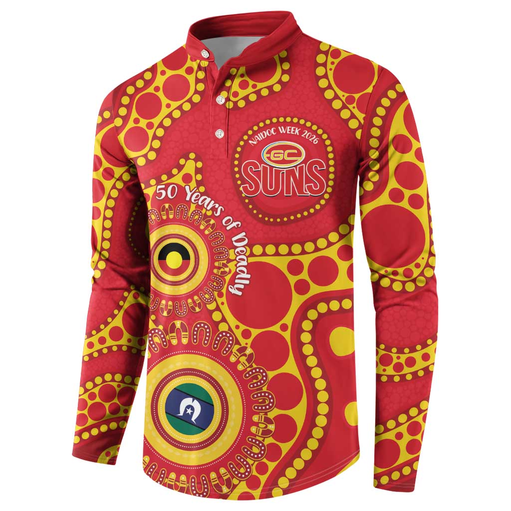 Suns NAIDOC Week 2026 Personalised Button Sweatshirt 50 Years of Deadly Aboriginal Art