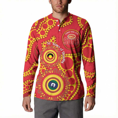 Suns NAIDOC Week 2026 Personalised Button Sweatshirt 50 Years of Deadly Aboriginal Art