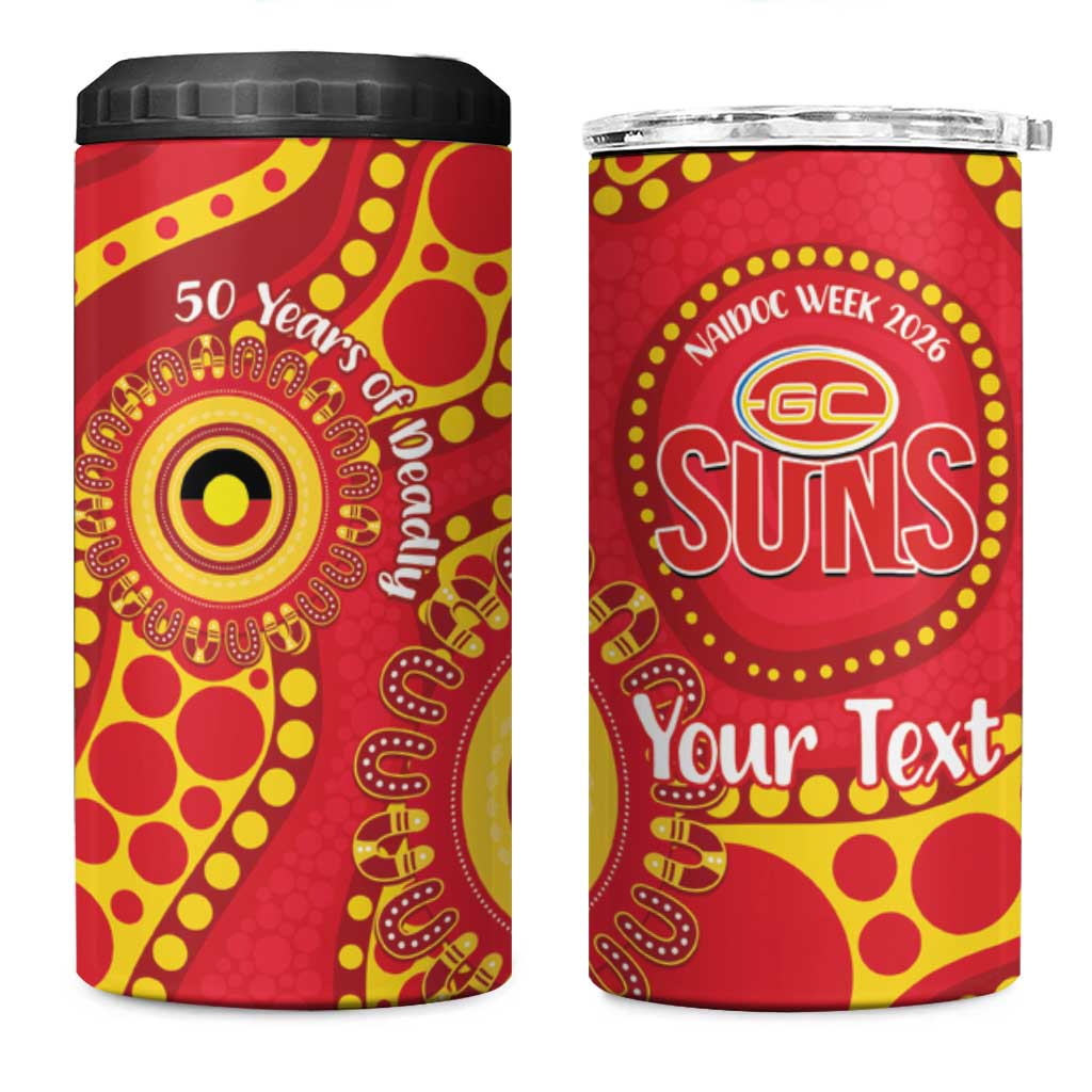 Suns NAIDOC Week 2026 Personalised 4 in 1 Can Cooler Tumbler 50 Years of Deadly Aboriginal Art