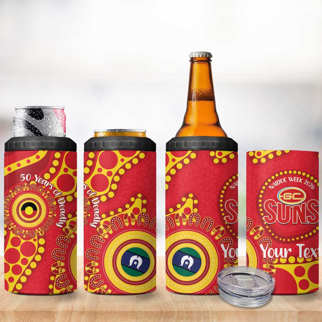 Suns NAIDOC Week 2026 Personalised 4 in 1 Can Cooler Tumbler 50 Years of Deadly Aboriginal Art