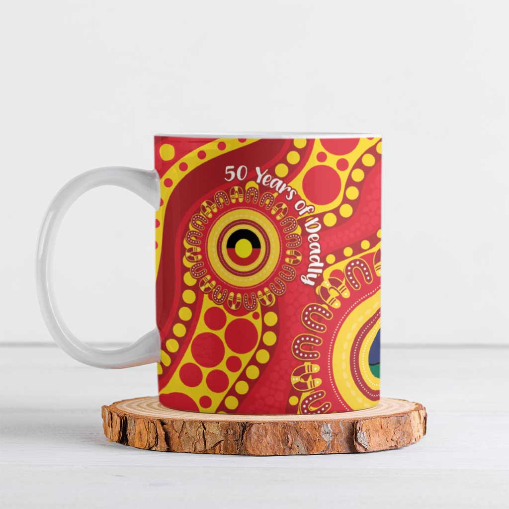 Suns NAIDOC Week 2026 Personalised Ceramic Mug 50 Years of Deadly Aboriginal Art