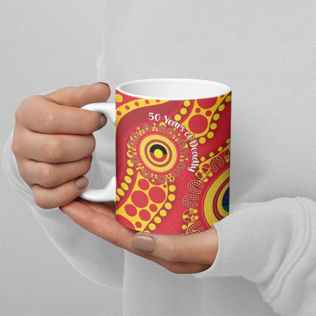 Suns NAIDOC Week 2026 Personalised Ceramic Mug 50 Years of Deadly Aboriginal Art