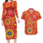 Suns NAIDOC Week 2026 Personalised Couples Matching Long Sleeve Bodycon Dress and Hawaiian Shirt 50 Years of Deadly Aboriginal Art