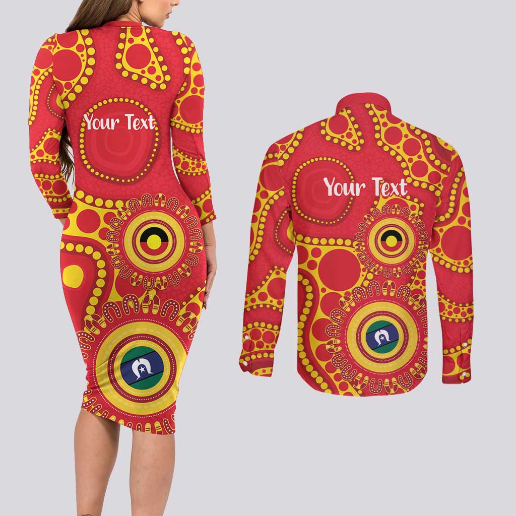 Suns NAIDOC Week 2026 Personalised Couples Matching Long Sleeve Bodycon Dress and Long Sleeve Button Shirt 50 Years of Deadly Aboriginal Art