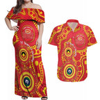 Suns NAIDOC Week 2026 Personalised Couples Matching Off Shoulder Maxi Dress and Hawaiian Shirt 50 Years of Deadly Aboriginal Art