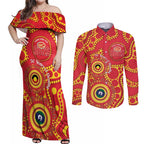 Suns NAIDOC Week 2026 Personalised Couples Matching Off Shoulder Maxi Dress and Long Sleeve Button Shirt 50 Years of Deadly Aboriginal Art