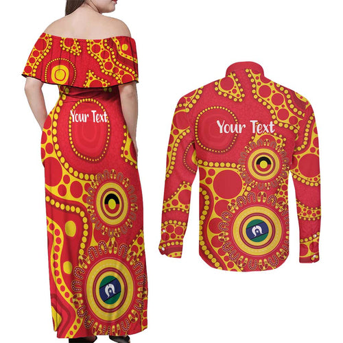 Suns NAIDOC Week 2026 Personalised Couples Matching Off Shoulder Maxi Dress and Long Sleeve Button Shirt 50 Years of Deadly Aboriginal Art