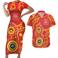 Suns NAIDOC Week 2026 Personalised Couples Matching Short Sleeve Bodycon Dress and Hawaiian Shirt 50 Years of Deadly Aboriginal Art